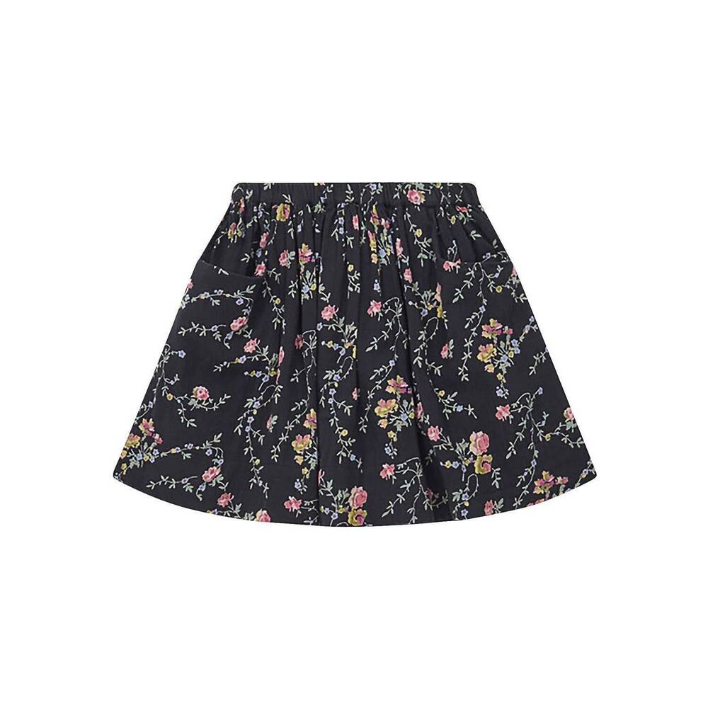NEW BONTON romantic print gauze skirt in black